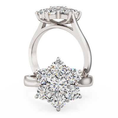 Cluster diamond engagement ring white gold