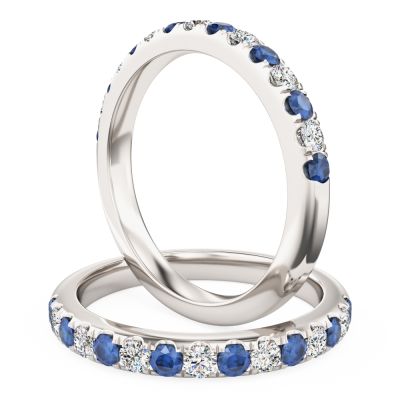 Fast delivery gemstone ring with 15 stones sapphire and diamonds in stock