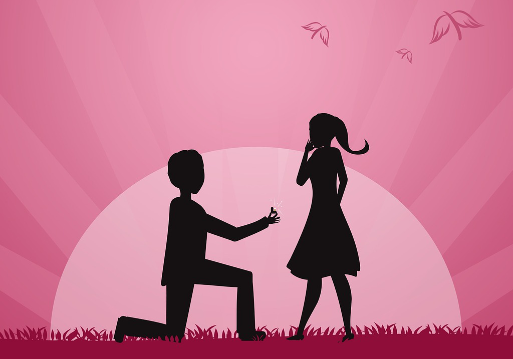 A man proposing to a woman